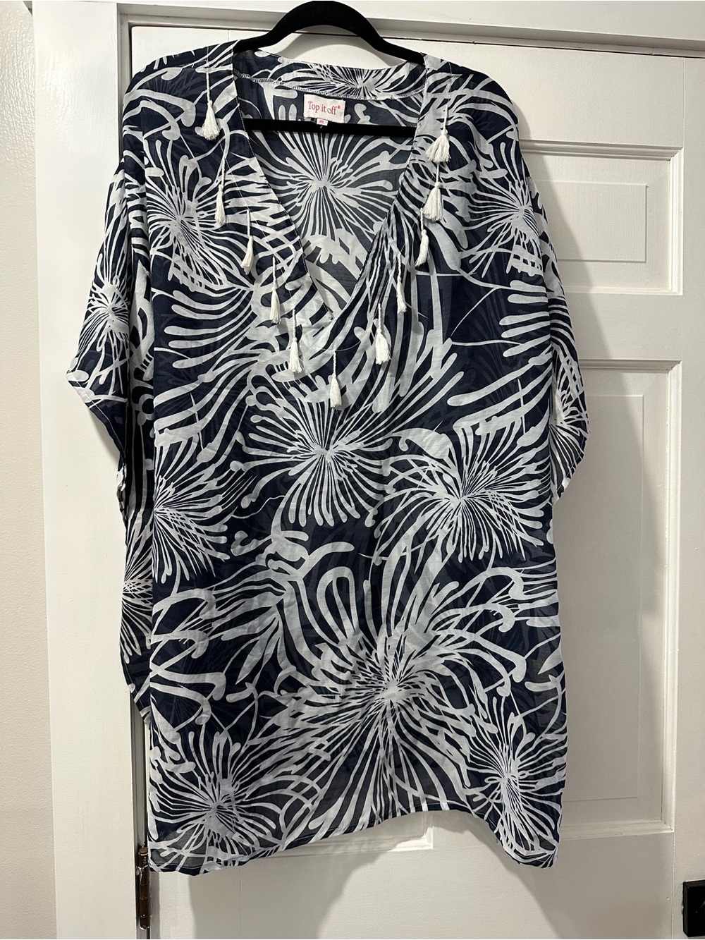 Top It Off Navy & White Floral Swim Coverup